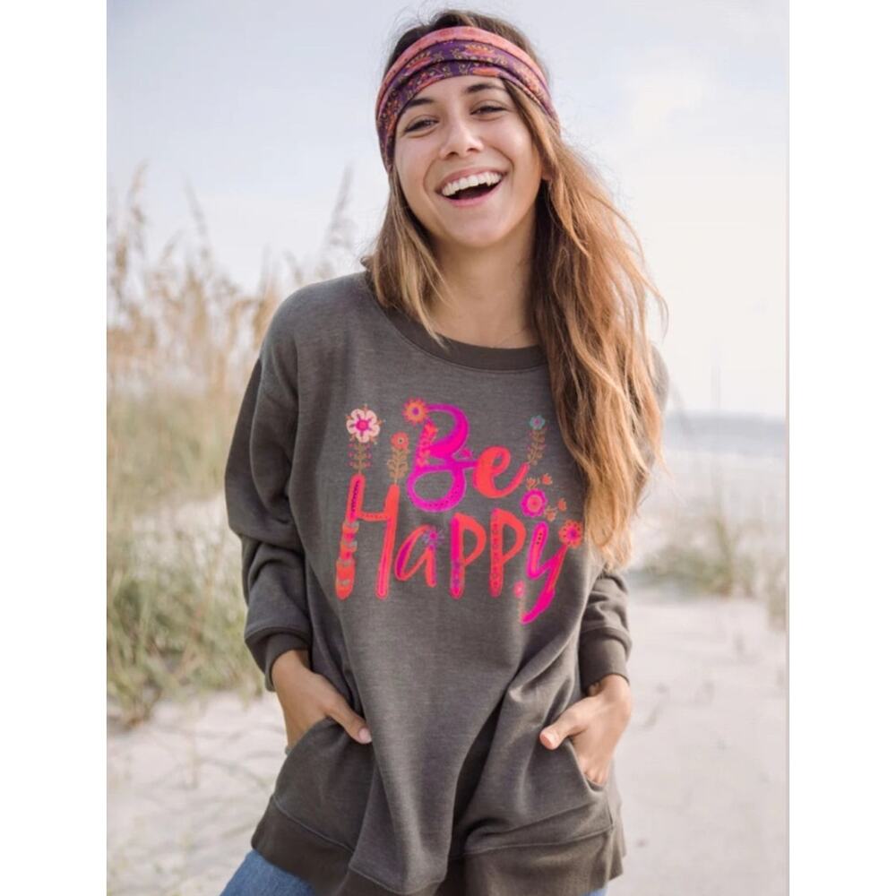 NATURAL LIFE Brown Oversized 3/4 Sleeve Sweatshirt